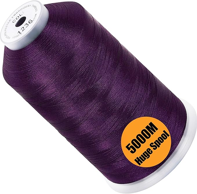 New brothread - Single Huge Spool 5000M Each Polyester Embroidery Machine Thread 40WT for Commercial and Domestic Machines - Grape Juice
