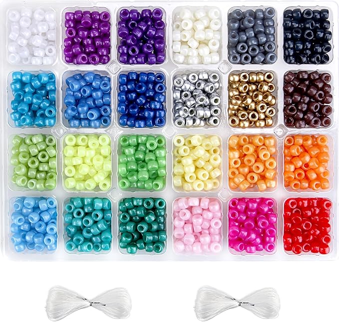 greentime pony beads, 2800 pcs 9mm bright pearl craft beads for bracelet making large hole bead hair bead for friendship diy crafts