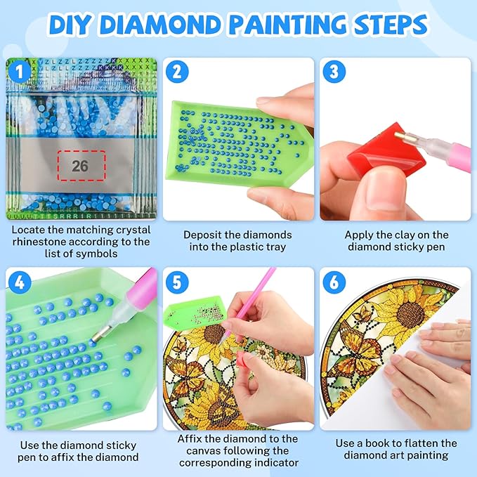 Bowetile Sunflower Diamond Art Hanging Kits for Adults, 5D Special Shape Diamond Painting Butterfly Pendant Kits, Animal Gem Art Suncatchers Painting Ornament for Home Garden Wall Decor
