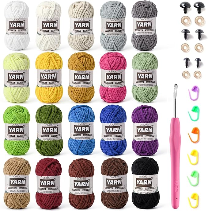 20 Pack Bulky Velvet Chenille Yarn, Baby Yarn for Crocheting Soft Blanket, 2000g(1094yds) Chunky Crochet Yarn, Thick Multicolor Yarn for Crocheting Amigurumi, Crafts, Home Decor B
