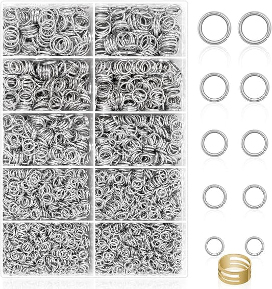 paxcoo 4600pcs silver jump rings with jump rings open/close tools for jewelry making and necklace repair (assorted sizes)