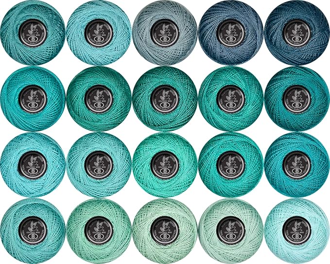 Soft 20 Colors Classic Crochet Thread 20 Pack,100% Cotton (Grey Green-926-563)