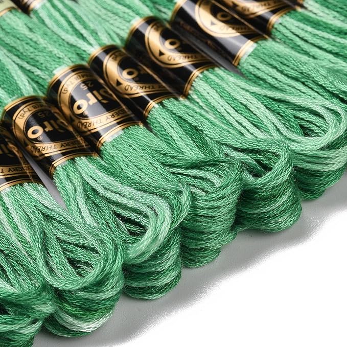 FASHEWELRY 10 Skeins Embroidery Floss Friendship Bracelet String Threads 6-Ply 0.5mm Sea Green Cross Stitch Embroidery Thread for Sewing Bracelet Making Stitching Crafts