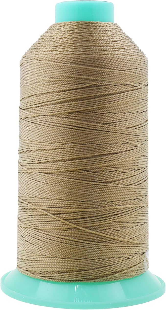 Mandala Crafts Size 277 840D T270 Bonded Nylon Thread - Khaki 800 YDs Tex 270 Heavy Duty Sewing Threads for Leather, Jeans, Weaving, Outdoor Marine Upholstery