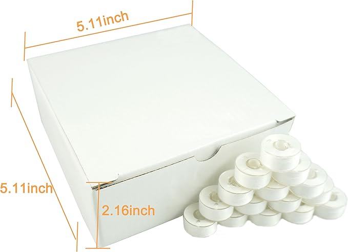 New Brothread 144pcs White 60S/2(90WT) Prewound Bobbin Thread Plastic Size A SA156 for Embroidery and Sewing Machine Cottonized Soft Feel Polyester Thread