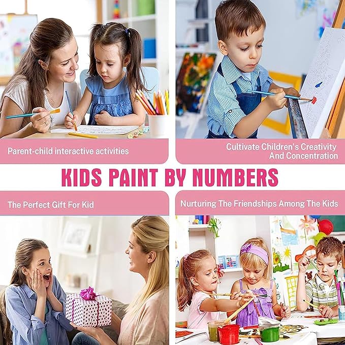 SYDYLH 6 Pack Paint by Numbers Kit for Adults/Kids, Easy Framed Adults Paint by Numbers Kits, DIY Simple Flowers Acrylic Oil Painting Number Kits for Home Wall Decor (8 x 8 Inch)