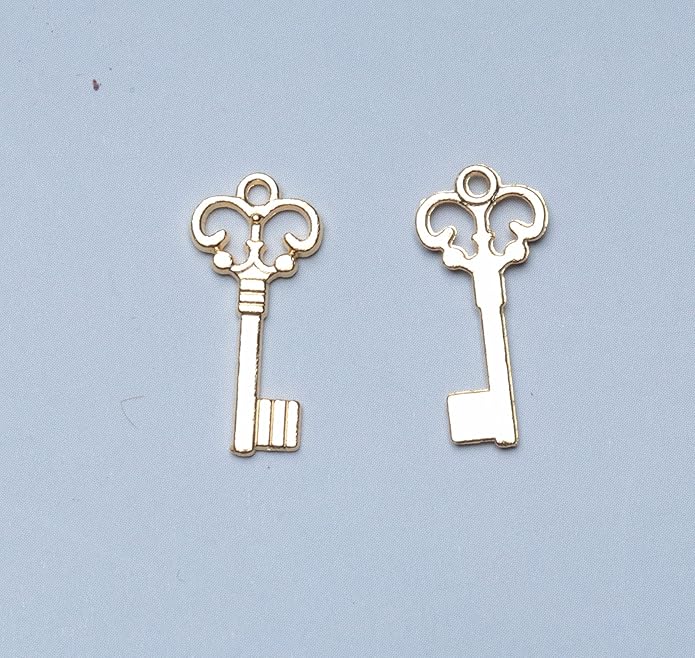 50 Pcs Keys Pendants Beading Supplies Vintage Metal Mini Key Charms for DIY Jewelry Making Kit Handmade Necklace Bracelet Key Ring Chain Earring Party Decoration
