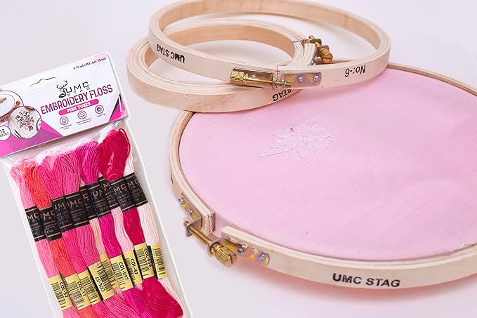 12 Pieces | Premium Embroidery Thread | 100% Egyptian Cotton Premium Skeins | Cross Stitch Embroidery Floss | Oeko TEX Certified Stranded Cotton (Pink Tones)