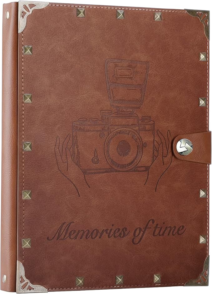 ZEEYUAN DIY Scrapbook Photo Album 60 Pages Leather Memory Photo Book 8.5x11 inch,Vintage Travelling Scrapbook Family Scrap Book Scrapbooking Supplies Kits for Couples