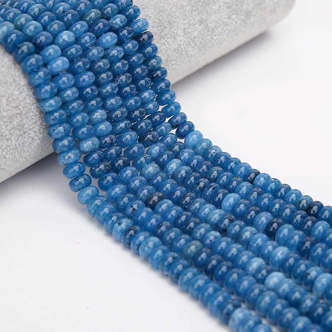 2 Strands (150PCs) Lake Blue Jade Rondelle Beads, 5 * 8mm Gemstone Loose Spacer Abacus Disk Beads for DIY Bracelet Necklace Earrings Jewelry Making, Craft Supplies Beading Kit