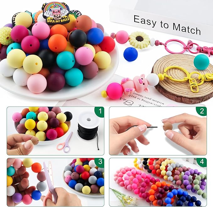 65Pcs 19mm Silicone Beads for Keychain Making Bracelet Necklace, Bulk Round Silicone Beads for Pens（Christmas Green）