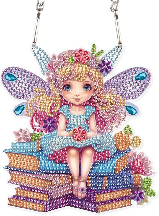 AiYuanzsh Diamond Art Pendant, DIY Special Shaped Crystal Painting Kit for Home Decor and Gift, Angels Theme, Butterfly Elf Color, One Size, for Adults