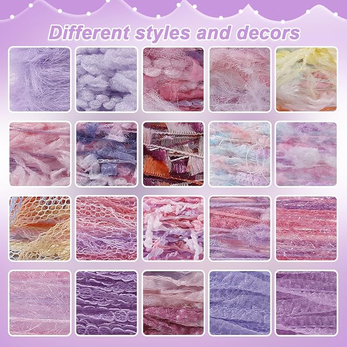 40-Yards Original Art Yarns - 20 Pcs 2 Yards Each Handmade Textile Fibers for Junk Journals, Knitting, Boho Tassels, Mixed Media, Jewelry Making & Decorative Crafts | Vintage Style Assortment