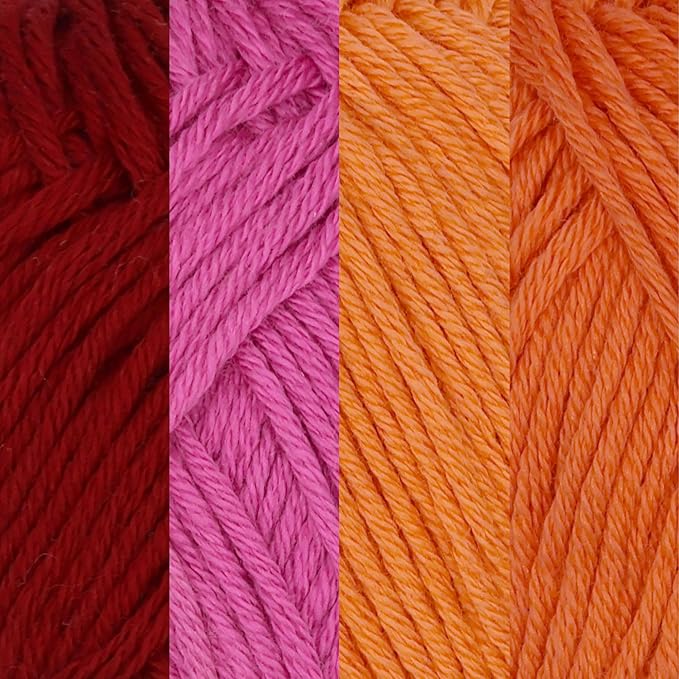 JubileeYarn Bamboo Cotton Sport Yarn - 50g/Skein - Shades of Orange - 4 Skeins
