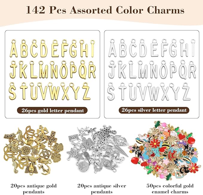 Zplontya 18K Necklace Chains for Jewelry Making Kit 381PCS Include 50Ft 12 Rolls Gold/Silver Jewelry Chains and Charms,Jump Rings,Pliers&Accessories for DIY Necklace Bracelet Keychain Crafting Gifts