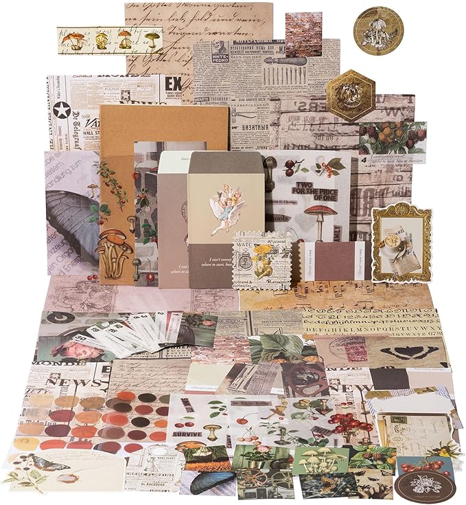YagCu Scrapbook Kit for Beginners, Aesthetic Junk Journal Supplies, Scrapbooking and Journaling Materials, Bullet Journals Stationery, Planner DIY Arts Craft Paper, Women Adults