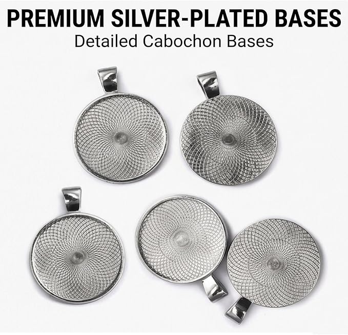 OBSEDE 80 Pcs 25 mm Stainless Steel Round Blank Bezel Set, Including 40 Pendant Trays 40 Glass Cabochon Trays Pendant Blanks for Jewelry Making DIY Findings