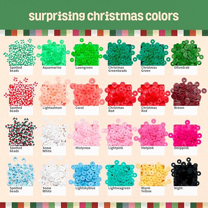 Gionlion Christmas Bracelet Making Kit, Clay Beads Friendship Bracelet Kit Christmas Crafts Gifts, Gold Beads Charm Bracelet Maker Set Preppy Jewelry Making Kit Gifts