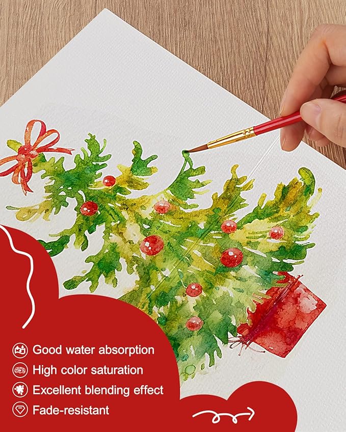 Watercolor Cards and Envelopes Set - 50 Folded 5x7 Inch Blank Heavyweight Paper Cards (140lb/300gsm) with Matching Envelopes for DIY Greeting Cards, Festivals, and Events
