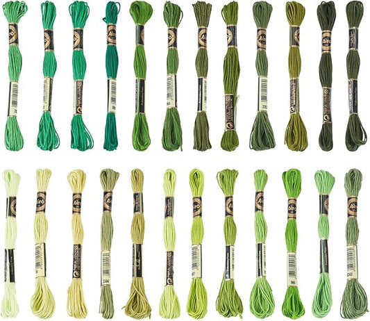 FASHEWELRY 210 Yards Embroidery Thread Bulk Green Handmade 6-Ply Polyester Embroidery Floss 1mm Crewel Cross Stitch Threads for Jewelry Making Sewing Holiday Decorations Crafts DIY Projects