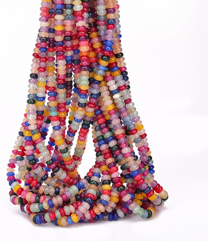 2 Strands (300PCs) Mix Color Rondelle Beads, 2 * 4mm Gemstone Loose Spacer Abacus Disk Beads for DIY Bracelet Necklace Earrings Jewelry Making, Craft Supplies Beading Kit (Type 5)