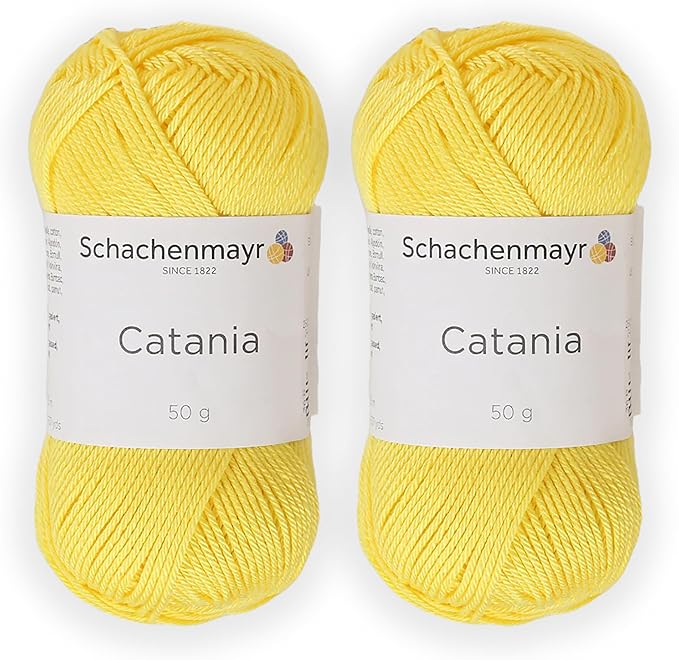 2 Skein/Pack Schachenmayr (SMC) Catania Originals Yarn, Each Ball 1.76 Oz (50gr) / 136 Yards (125 m), 100% Mercerized Cotton for Knitting and Crochet Yarn, Sport Weight, 280 - Dandelion