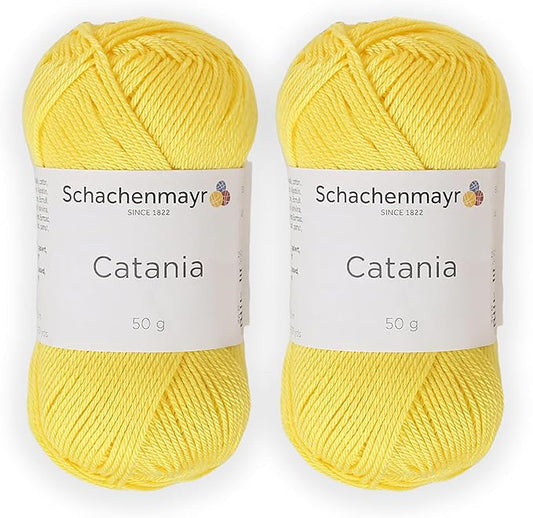 2 Skein/Pack Schachenmayr (SMC) Catania Originals Yarn, Each Ball 1.76 Oz (50gr) / 136 Yards (125 m), 100% Mercerized Cotton for Knitting and Crochet Yarn, Sport Weight, 280 - Dandelion