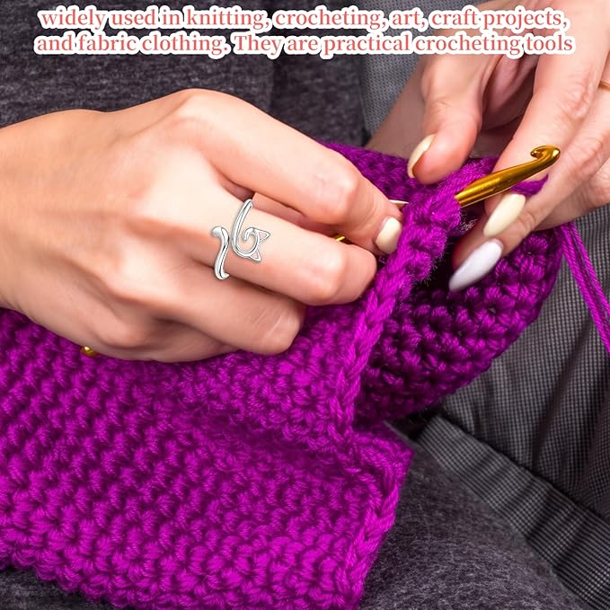 10PCS Adorable Crochet Rings Crocheting, Cat Crochet Rings, Adjustable Crochet Tension Ring for Finger Cats Knitting Crochet, Adjustable Yarn Guide Ring with Cats Ear Design for Crafters