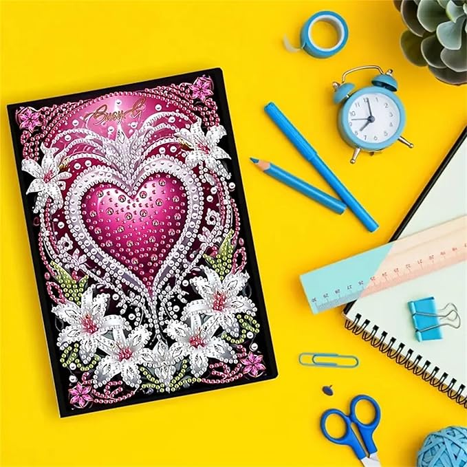 Diamond Painting Notebook for Adults, A5 Diamonds Art Journal and DIY Sketchbook, Diamond Art Kit Supplies,Gift for Beginners, Craft Lovers, Artists. (Love)