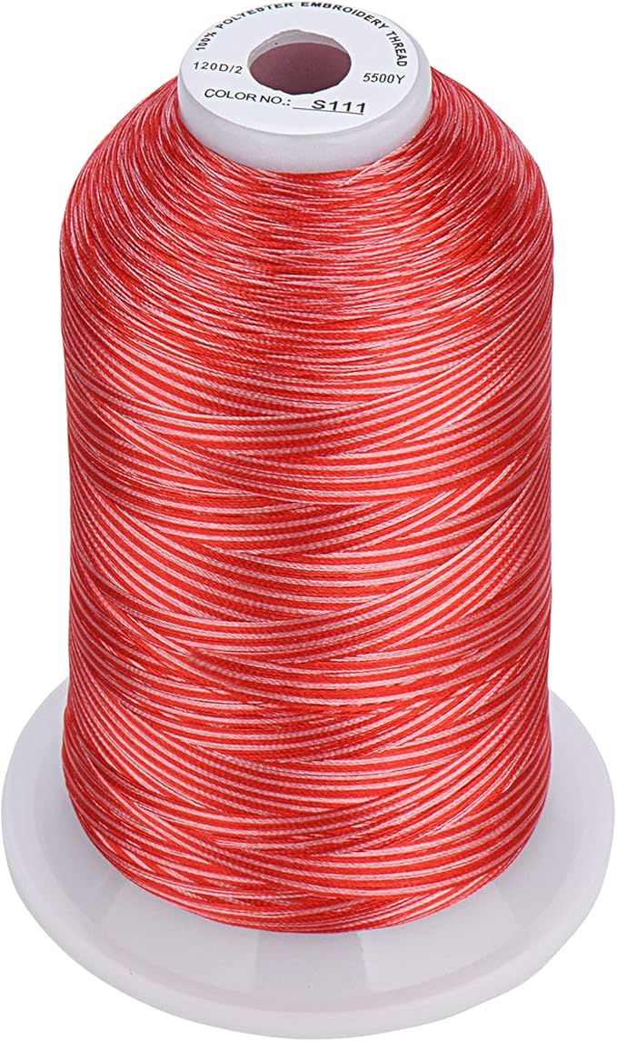 Simthread - 33 Selections - Various Assorted Color Packs of Polyester Embroidery Machine Thread Huge Spool 5500Y for All Sewing Embroidery Machines - 3 Variegated Colors 2