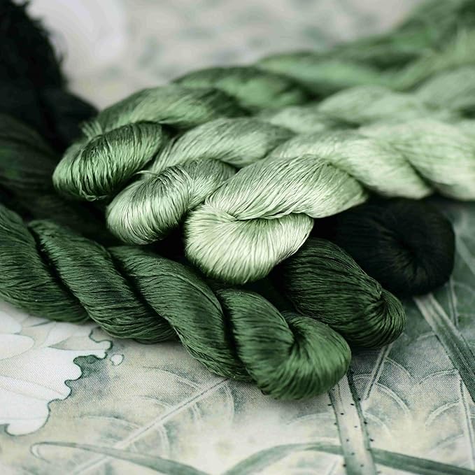 Natural 100% Silk Thread, Handmade Embroidery Thread Silk Floss 6 Colors 110m Each (40)
