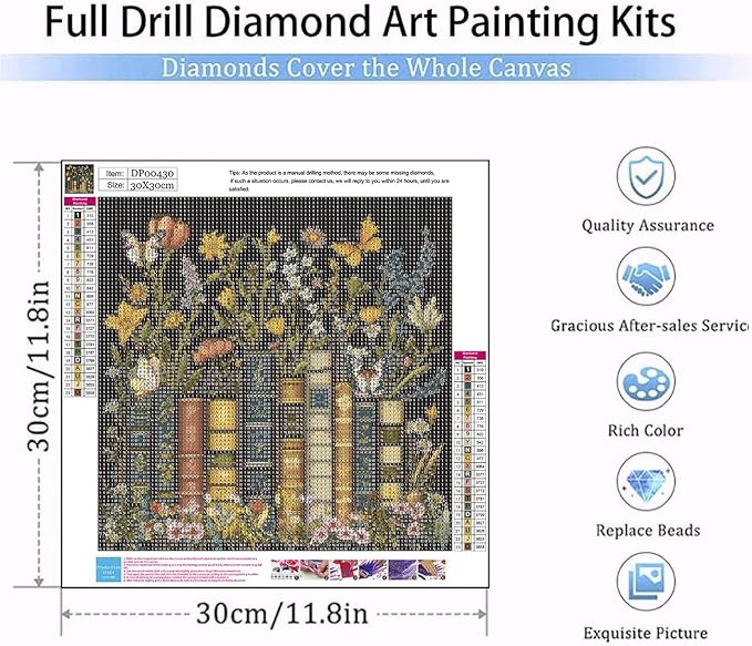 EIBEILI Diamond Art Kits for Adults, Book 5D Diamond Painting Kits for Beginner DIY Gem Art Full Drill Diamond Dots Crystal Craft Kits for Home Wall Decor Gifts 12x12inch