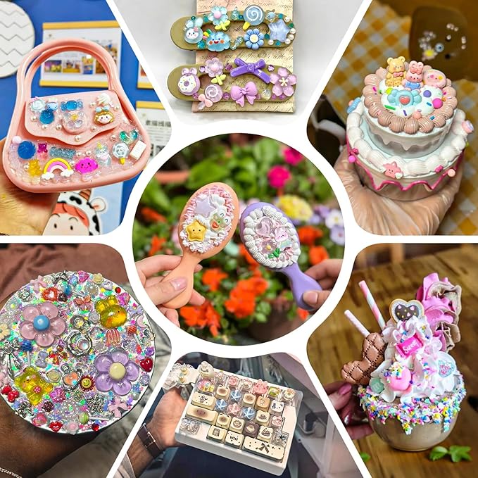 60PCS Slime Charms Jelly Cute Flatback Resin Charms for Slime, Random Kawaii Decoden Charm for Embellishments Phone Junk Case Charm Bulk, Scrapbooking Crafting & DIY Decor (Multicolor)