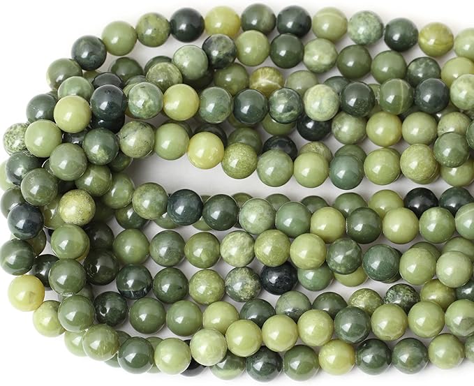 cheavian 35pcs 10mm natural canadian jade gemstone round loose beads stone beads for jewelry making diy 1 strand 15"