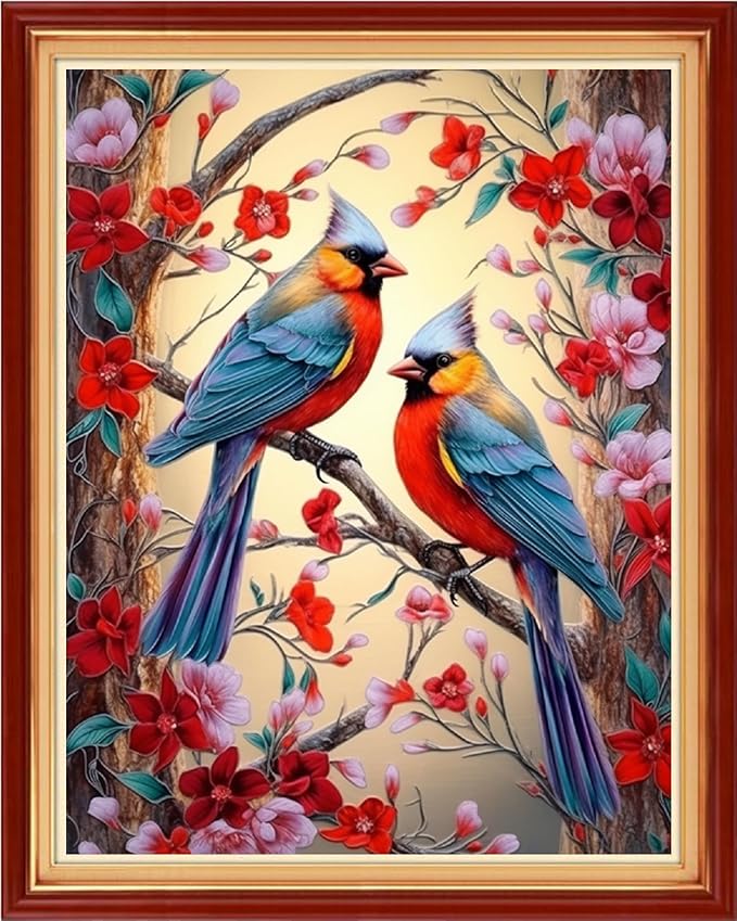 dimxvean stamped cross stitch kits,cross stitch kits for adults beginners,embroidery kits full range of cross stitch stamped kits needlepoint kits cross stitch patterns-flower birds 16x20 inch