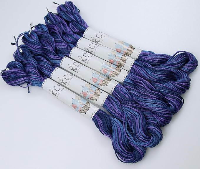 KCS Big skeins of 25 Meters Size 25 Color Variegated Cross Stitch Stranded Threads,6 skeins,4240