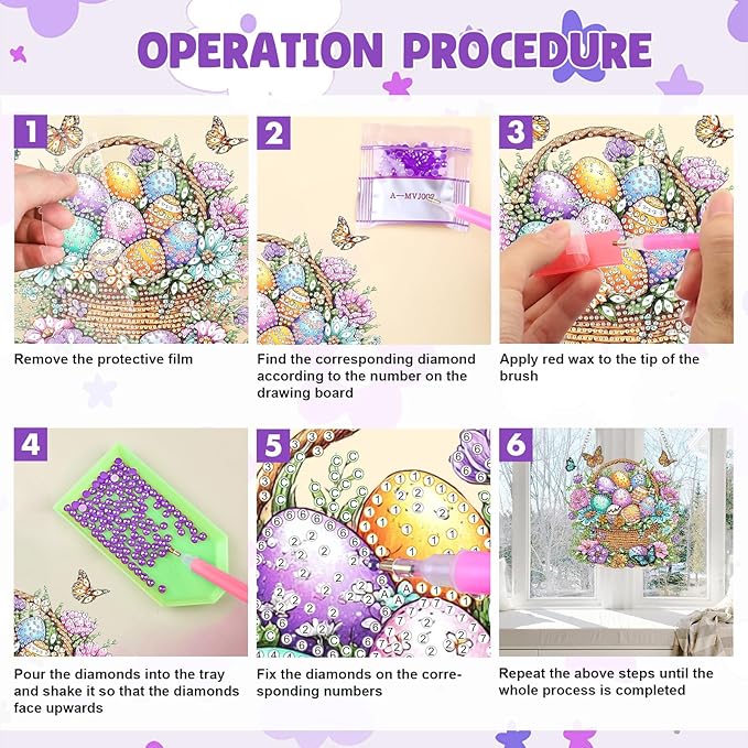 MAXBYE Easter Hanging Diamond Art Kits for Adults Colorful Eggs with Butterflies, Special Crystal Double Sided Pendant DIY Diamond Art Painting Kits for Beginners Gift Wall Home Decoration 8×12Inch