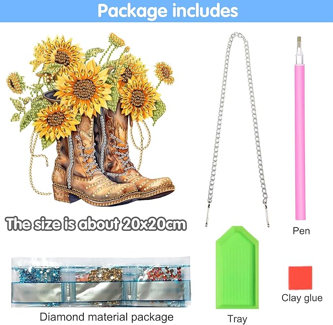 Reofrey Hanging Diamond Art Kits for Adults– 8x8Inch Flowers Hanging Ornament Acrylic Board Double Sided Pattern Crystal Diamond Art Suncatcher Pendant, for Wall Home Window Decoration Handmade Gift