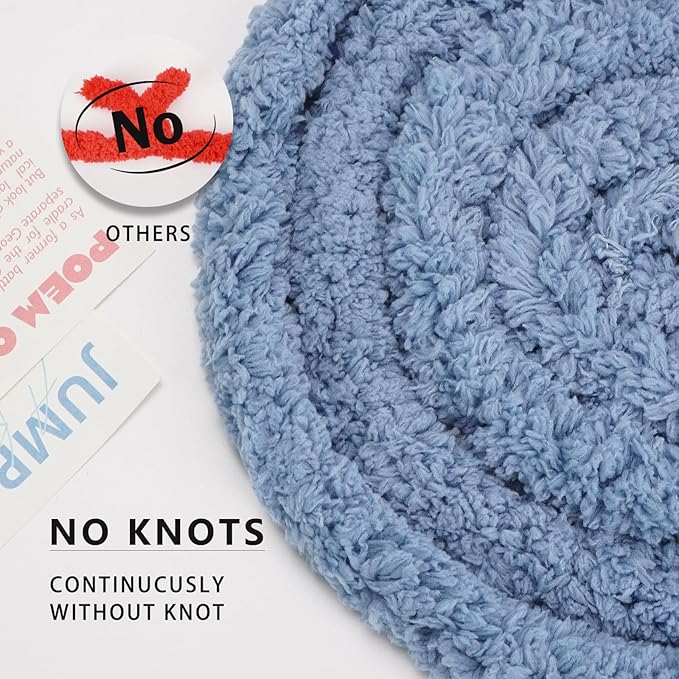 Chunky Yarn for Hand Knitting, Chunky Chenille Blanket Yarn for Crocheting, Bulky Soft Fluffy Chenille for Blanket Project, 8 Pack of 8oz/25yds, Fog Blue