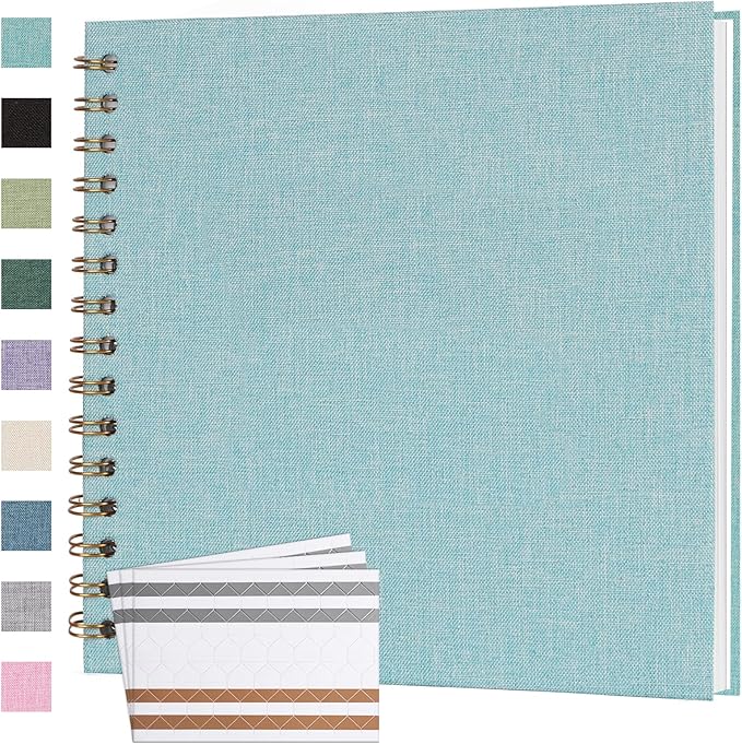 Scrapbook Photo Album 8x8 Inches 40 Pages Hardcover Kraft Paper Linen Cover Scrap Book Memory Book DIY Scrapbook Albums for Wedding Baby Boyfriend Travel Anniversary Family, LightBlue