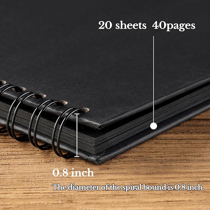 potricher 10 x 10 Inch DIY Scrapbook Album 40 Pages Hardcover Kraft Paper Scrap Book Photo Albums Memory Book for Wedding and Anniversary Family (Black, 10 Inch)