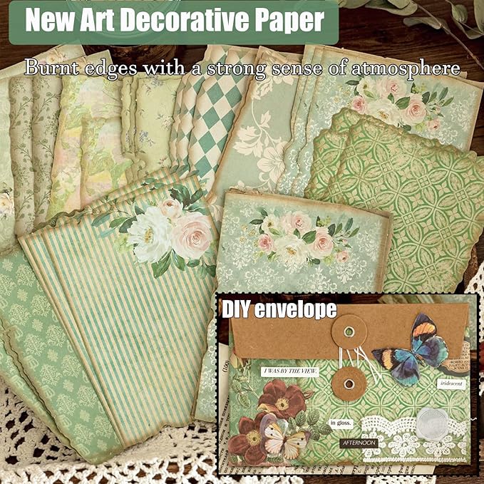 90 Sheets Vintage Scrapbook Paper Kit, Die-Cut Decorative and Decoupage Paper for Scrapbooking Supplies, Card Making, Junk Journal, Collage, Planner, Bullet Journal and Stationery, 3.9x5.5 Inch