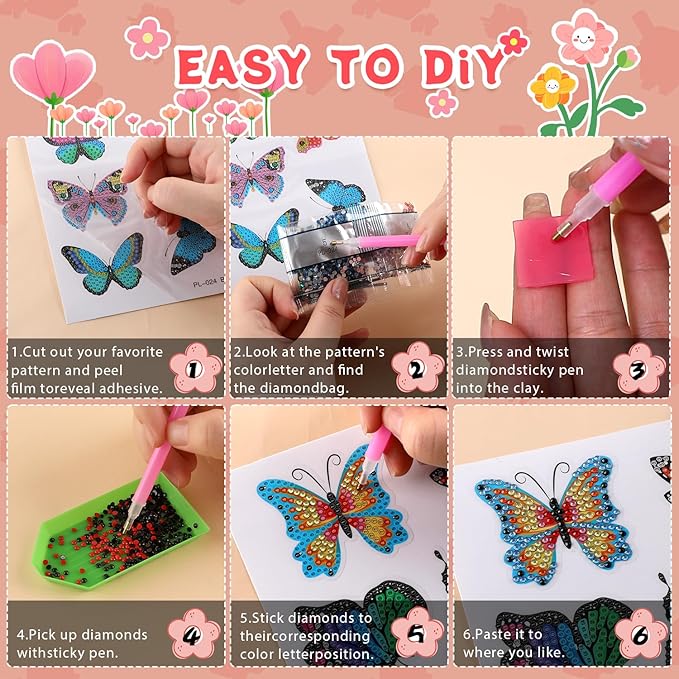 Labeol Diamond Art Kits for Kids Boys and Girls Ages 6-8-10-12 Easy to DIY Creative Diamond Art Sticker Craft by Numbers Kits for Kids and Adult Beginners (Potted Plant)