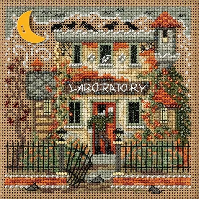 Haunted Laboratory Beaded Counted Halloween Cross Stitch Kit Mill Hill MH141623 Buttons & Beads 2016 Autumn