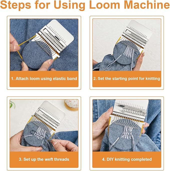 Jexine Mini Darning Mushroom for Socks 14 Hooks Small Speedweve Style Weaving Darning Loom with 9 Pcs Large Eye Needles 50 Colors Thread for Handcraft DIY Weaving Repair Tool