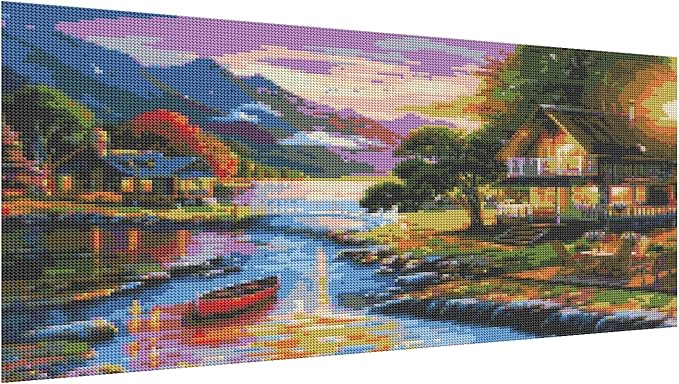DOTZSO Large Diamond Painting Kits for Adults, Easy DIY 5D Round Full Drill Diamond Art kit Diamond Dot Crystal Gem Art and Craft for Beginners Home Wall Decor Landscape 27.5 X 15.7 Inches