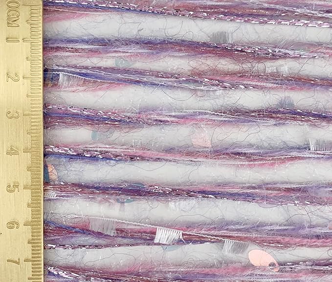 Artisanal Yarn Collection Multifiber Fancy Yarn with Silver Shimmering Threads & Iridescent Sequins for Knitting Crocheting Crafts DIY, Set of 3 Rolls (Lavender)