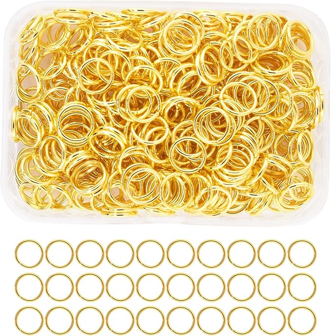 Mandala Crafts Assorted Gold Color Jump Rings Jewelry Findings Metal O Rings for Jewelry Making Supplies - 300 12mm Small Open Jump Rings Kit for Necklace Earring