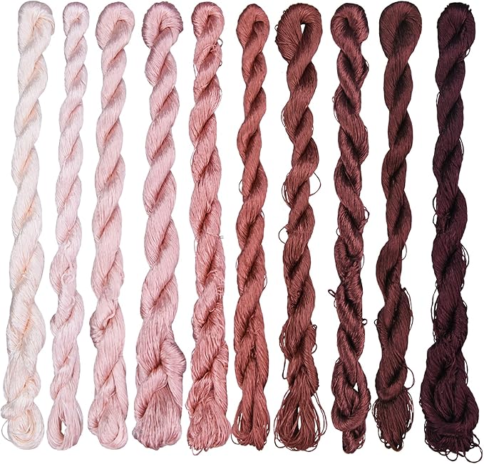 Natural 100% Silk Thread, Handmade Embroidery Thread Silk Floss 10 Colors 110m Each (24)