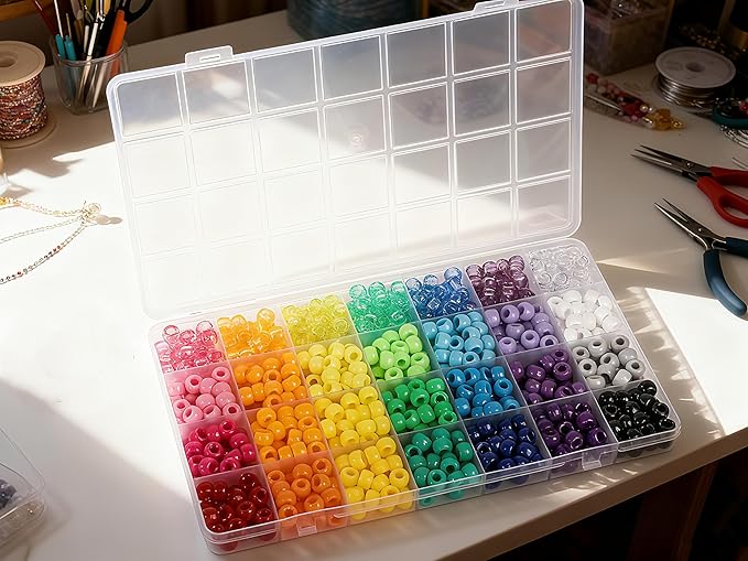 28 Colors Pony Beads Kit for Bracelets, 700PCS 6x9mm Plastic Kandi Beads Bulk for Jewelry Making